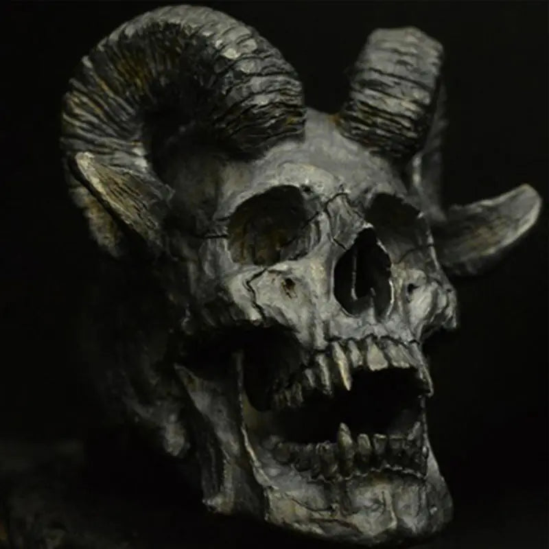 Dark Metal Gothic Ram Skull Ring