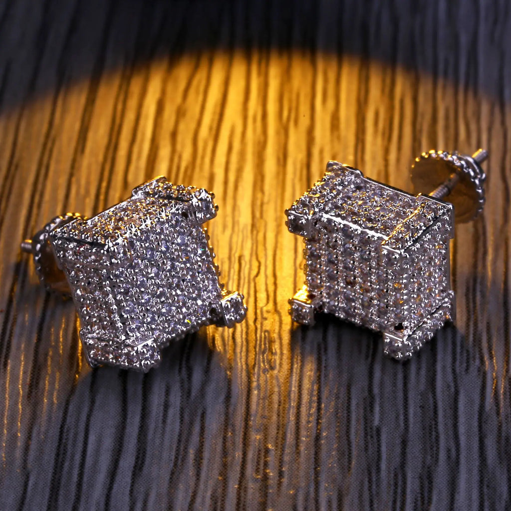 Hip Hop Earrings with Micro Paved CZ Diamond Stones