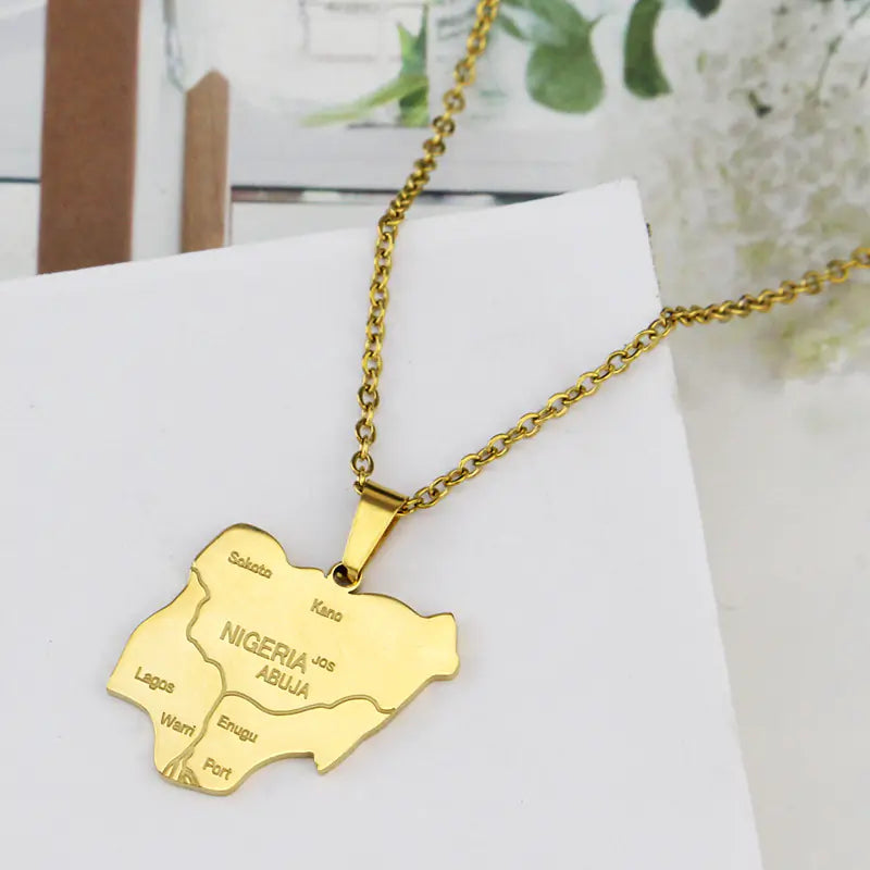 Stainless Steel Nigeria Map Pendant - Creative Jewelry