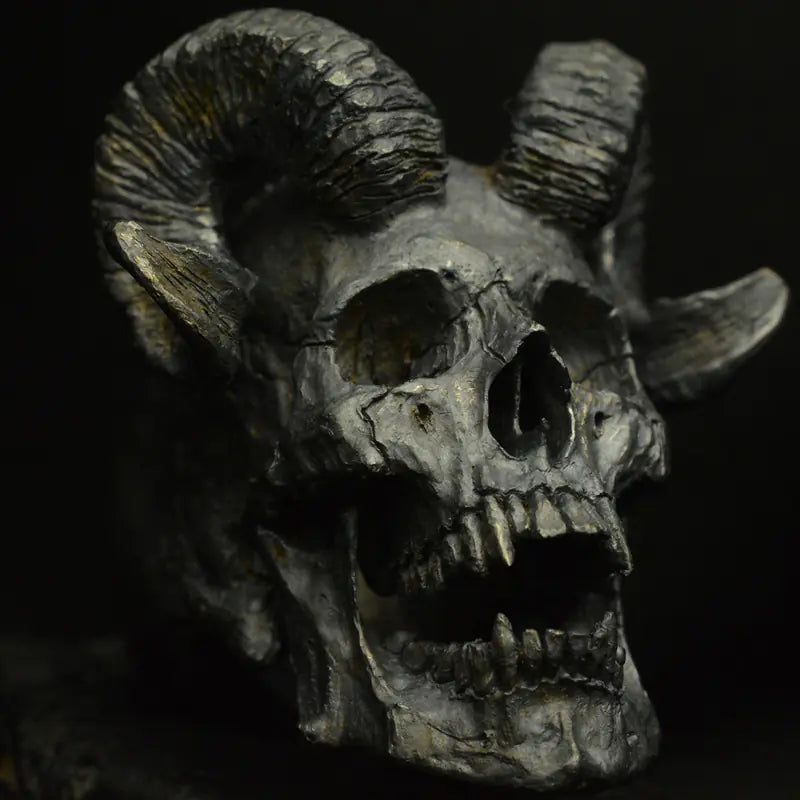 Dark Metal Gothic Ram Skull Ring