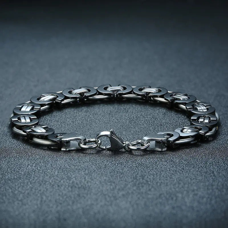 Men's Vintage Stainless Steel Wide Bracelet - Hip Hop Style