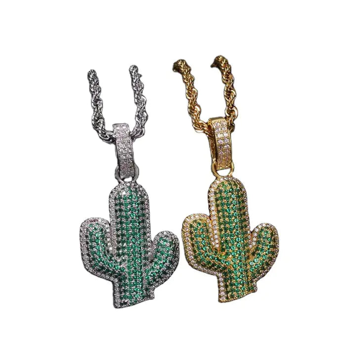 Cactus Pendant Necklace for Couples and Hip-Hop Style