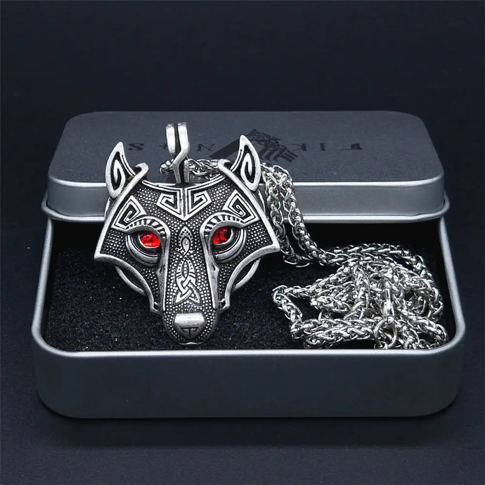 Alloy Viking Pendant, Wolf Head Necklace, Unique Jewelry