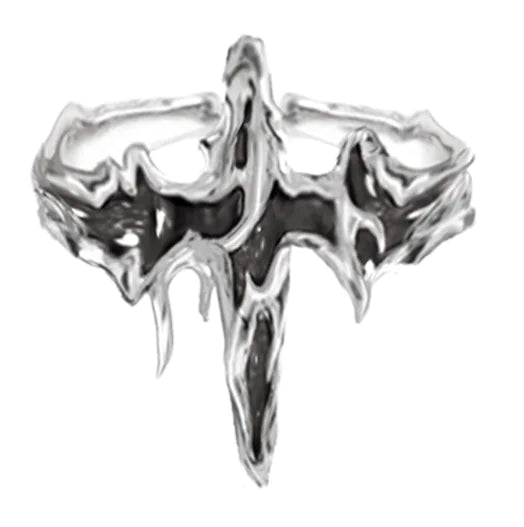 Irregular Texture Enamel Ring with Hip Hop Design