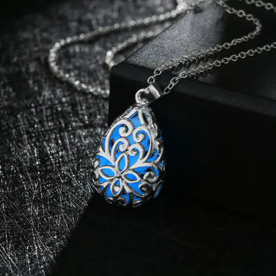 Fluorescent Jewelry Hollow Necklace with Drop Pendant