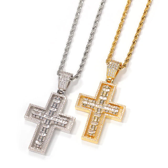 Rotating Double-Sided Cross Pendant Necklace