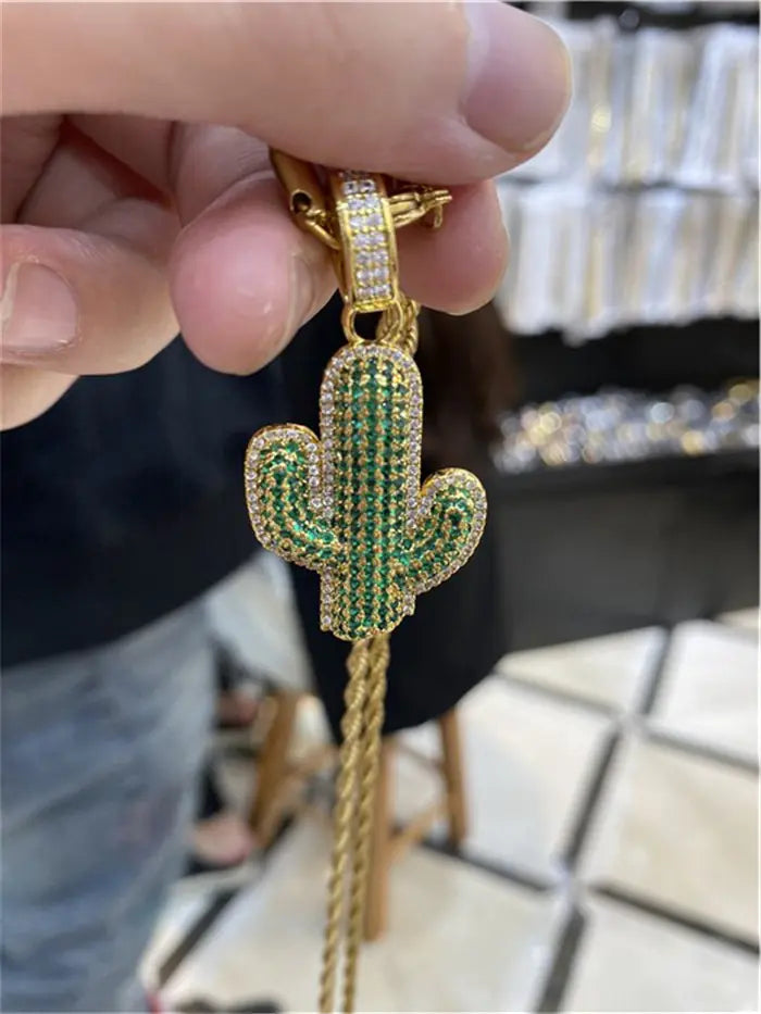 Cactus Pendant Necklace for Couples and Hip-Hop Style