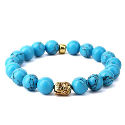 Buddha Head Stone Bracelet with Turquoise