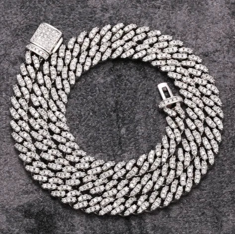 S925 Sterling Silver 6mm Micro-set AAA CZ Diamond Cuban Link