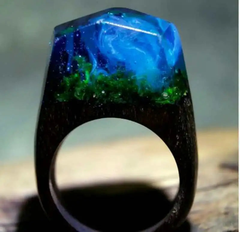 Vintage Forest Wood Ring - Retro Style Jewelry