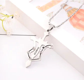 Zodiac Sign Titanium Steel Necklace with Hip-Hop Pendant