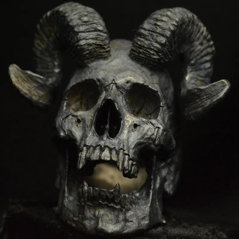 Dark Metal Gothic Ram Skull Ring