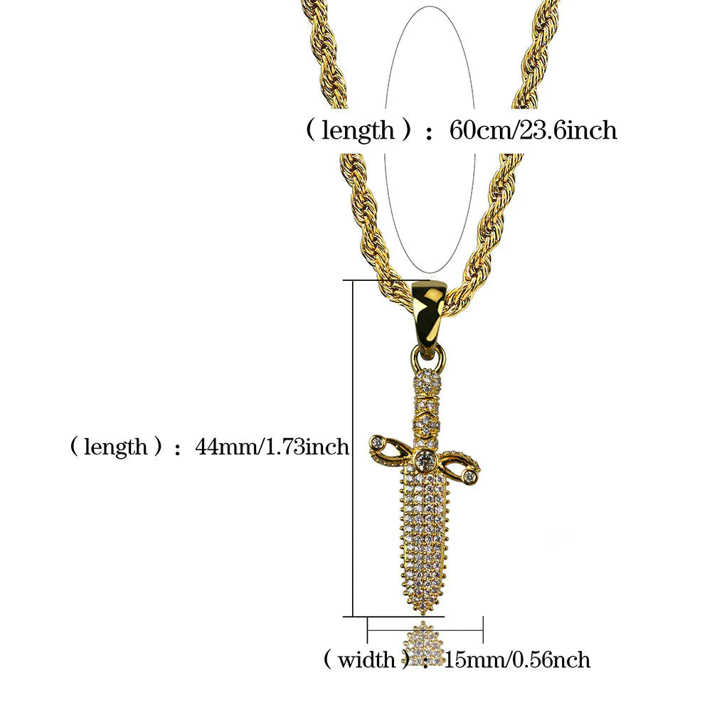 21SAVAGE Style Hip Hop Necklace with Dagger Pendant