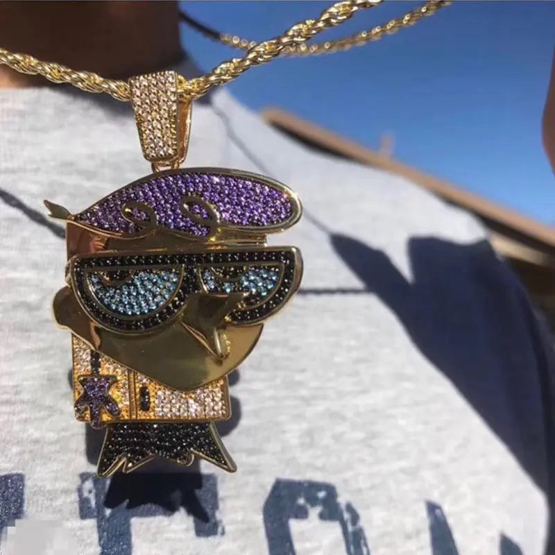 Mr. Bird Colorful Zircon Necklace, Cartoon Hip-Hop Style