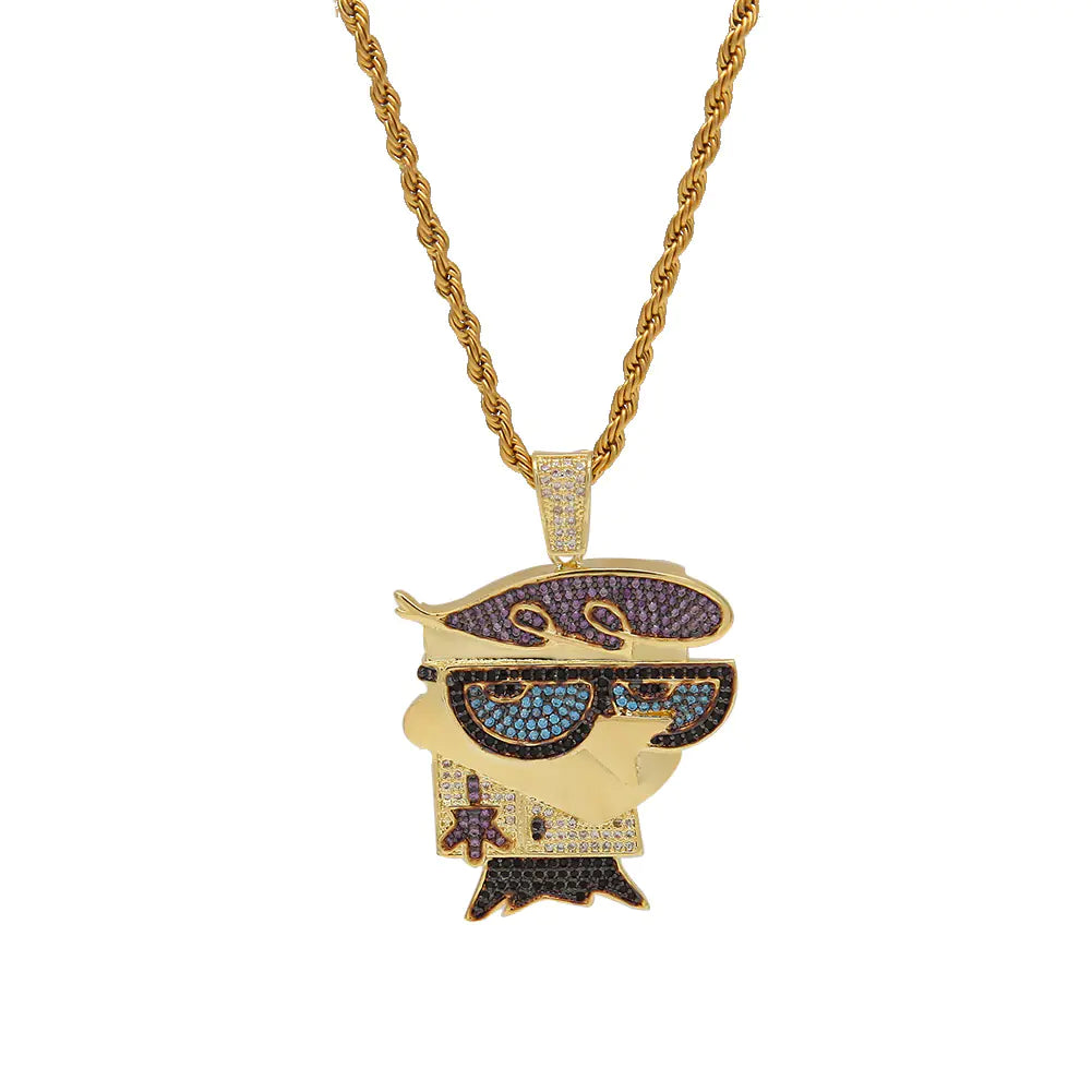 Mr. Bird Colorful Zircon Necklace, Cartoon Hip-Hop Style