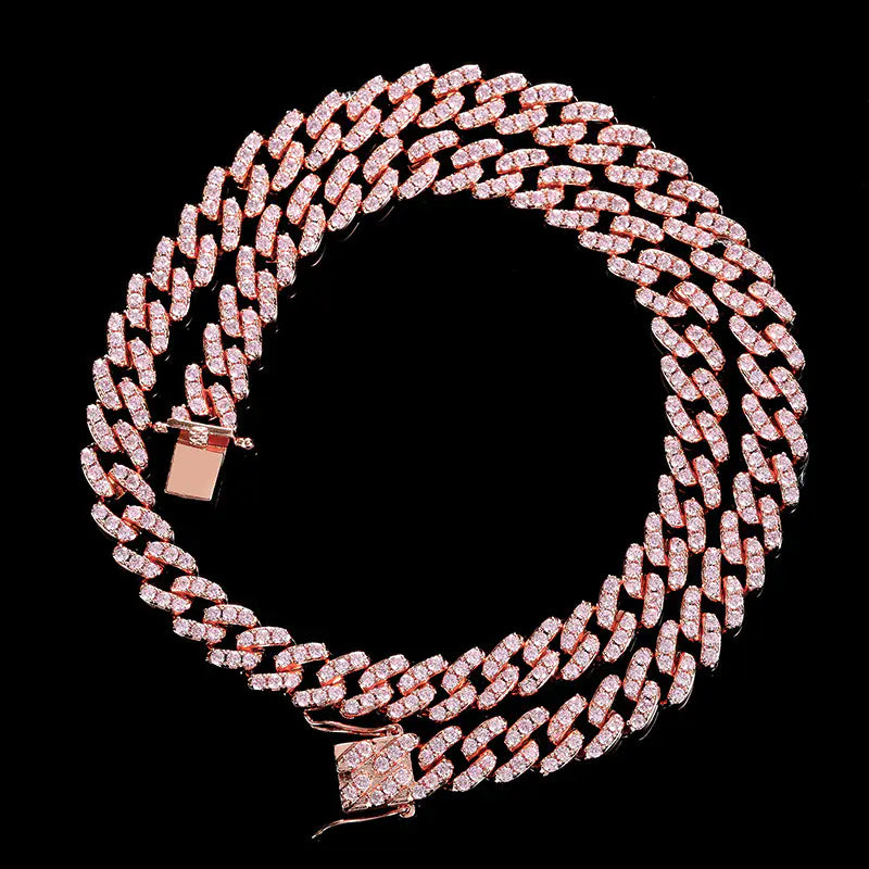 9mm Single Row Zircon Cuban Chain Hip Hop Necklace