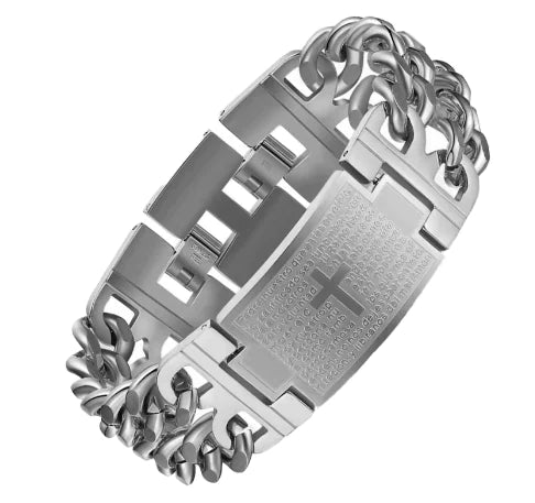 Men's Cross Double Row Cuban Bracelet