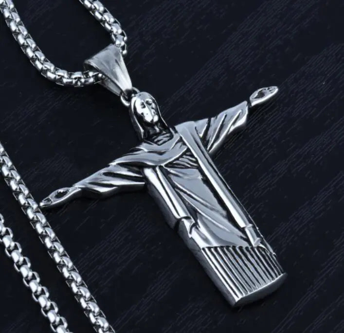 Retro Rio Jesus Pendant Necklace for Men (Hip Hop Style)