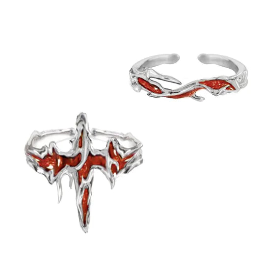 Irregular Texture Enamel Ring with Hip Hop Design