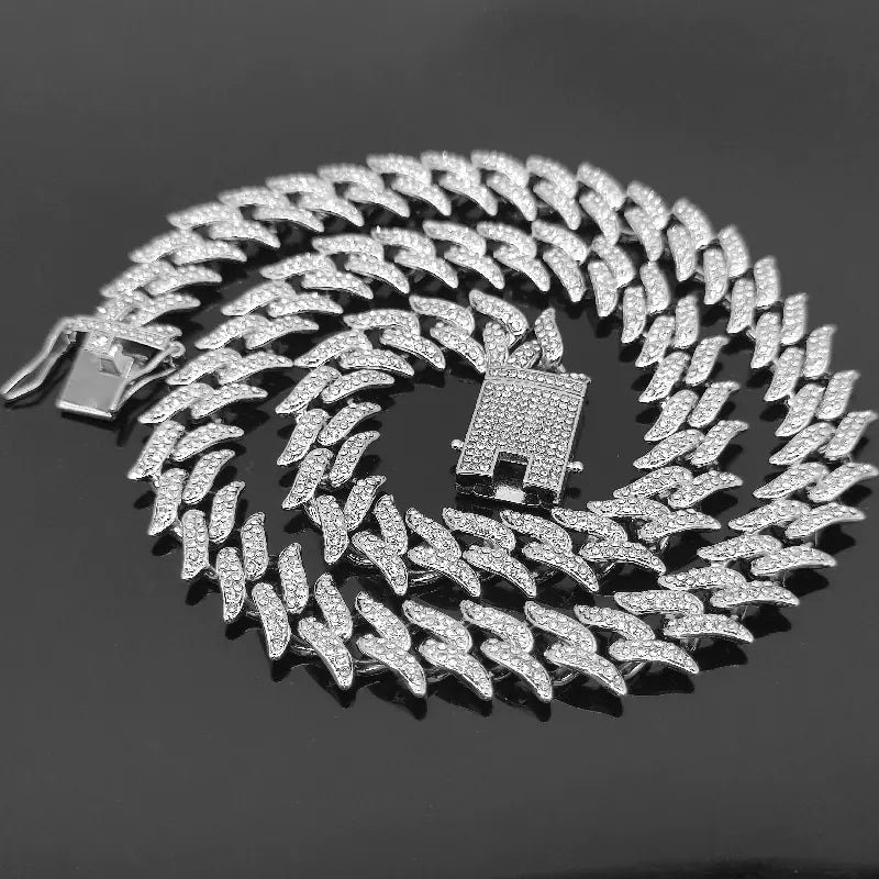 Alloy Dragon Tooth 16mm Cuban Link Hip Hop Necklace