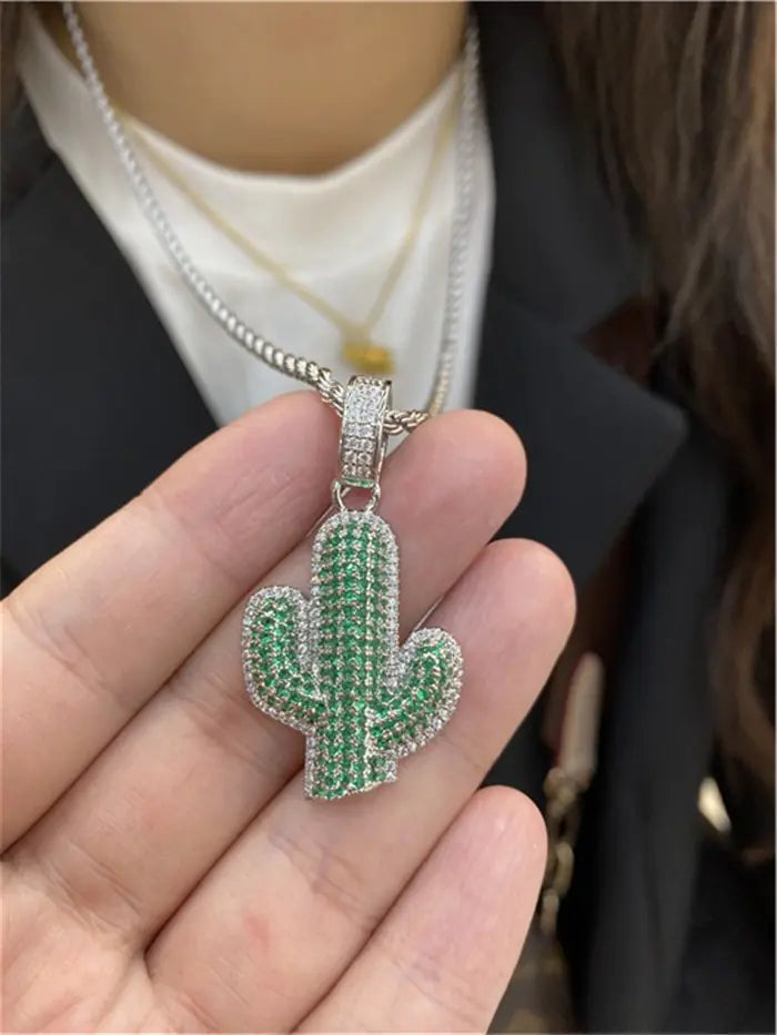Cactus Pendant Necklace for Couples and Hip-Hop Style