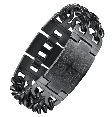 Men's Cross Double Row Cuban Bracelet