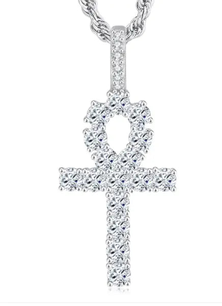 Iced Ankh Cross Necklace