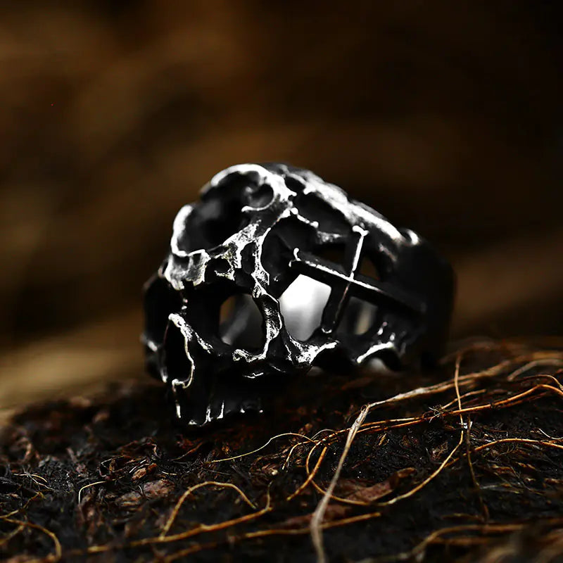 Men's Punk Hip Hop Retro Skull Stainless Steel Ring