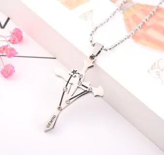 Zodiac Sign Titanium Steel Necklace with Hip-Hop Pendant