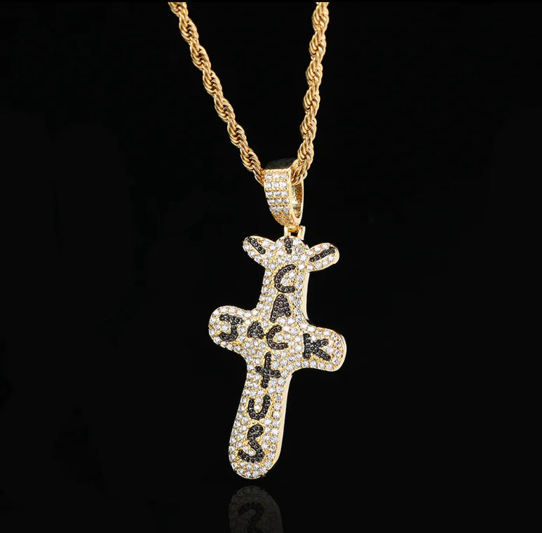 Cactus Jack Zircon Pendant Cross Necklace