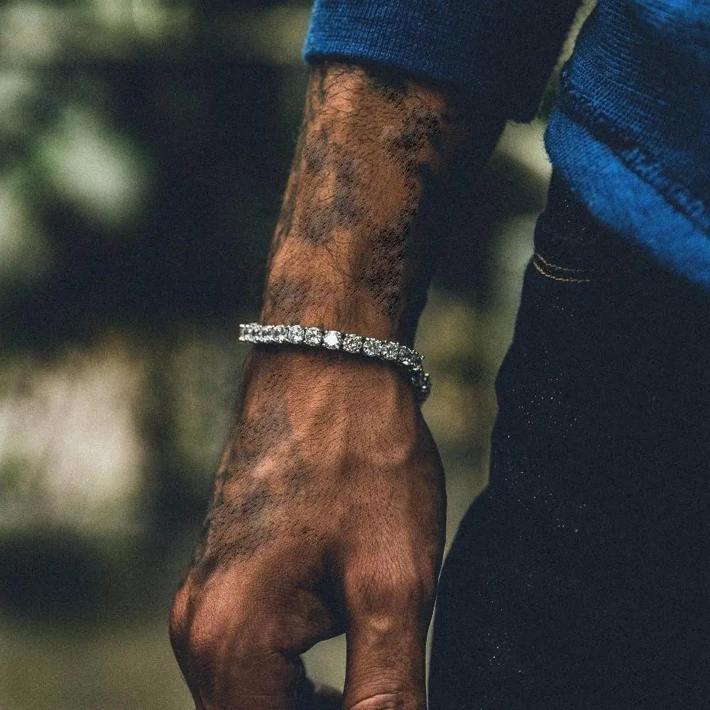 Men's Hip-Hop Rhinestone Bracelet with Alloy Tennis Chain