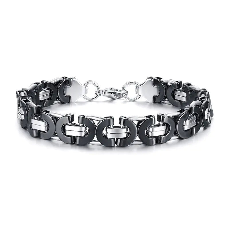 Men's Vintage Stainless Steel Wide Bracelet - Hip Hop Style
