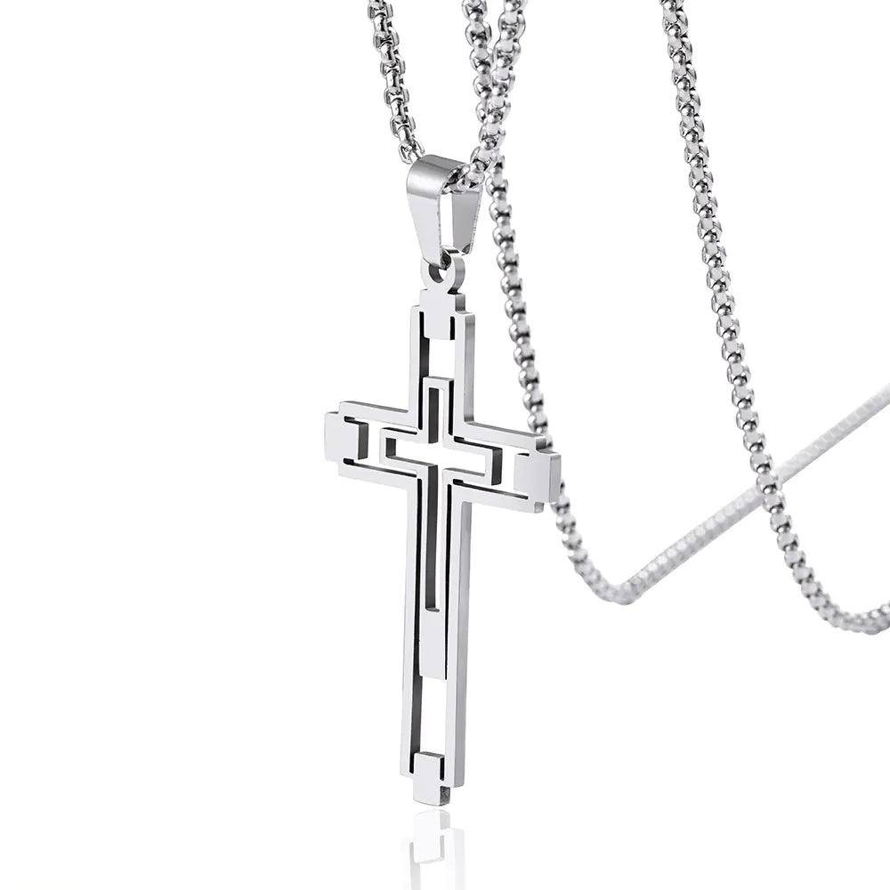 New Hip-Hop Style Cross Pendant Necklace in Stainless Steel
