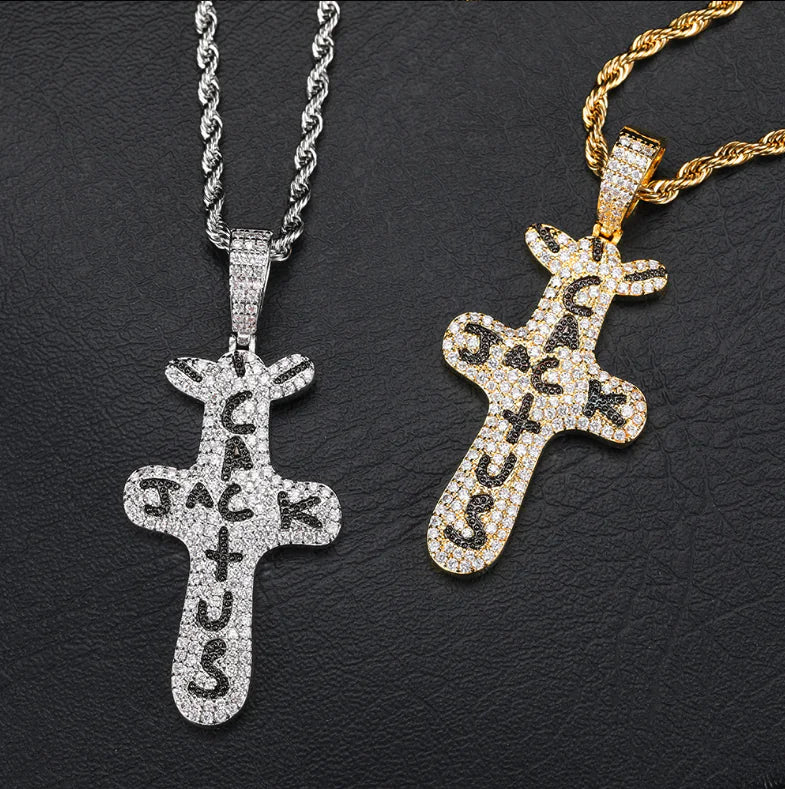 Cactus Jack Zircon Pendant Cross Necklace