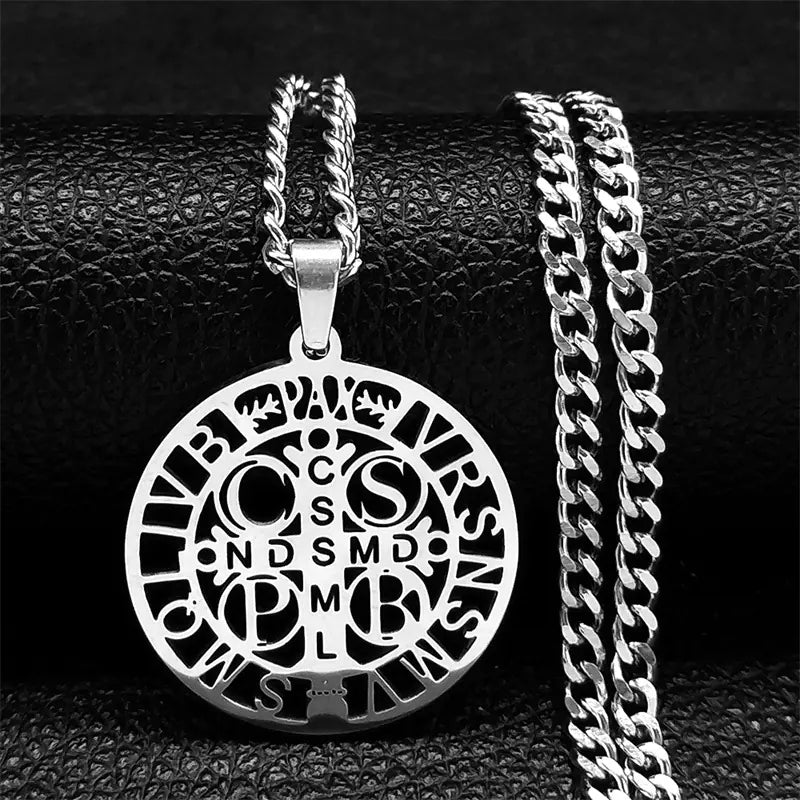 Hip Hop St. Benedict Pendant Necklace in Stainless Steel