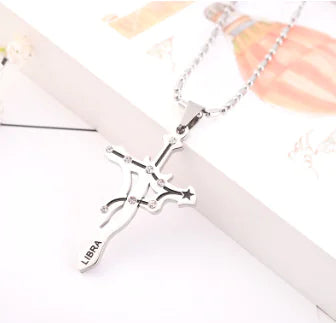 Zodiac Sign Titanium Steel Necklace with Hip-Hop Pendant