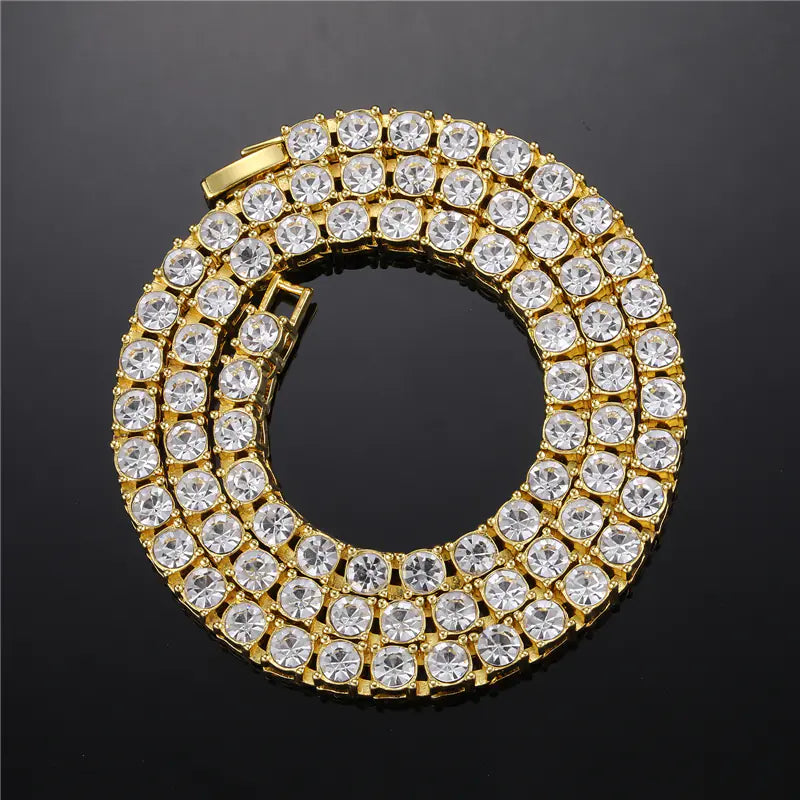 Hip Hop Ice Crystal Tennis Chain Necklace for Men