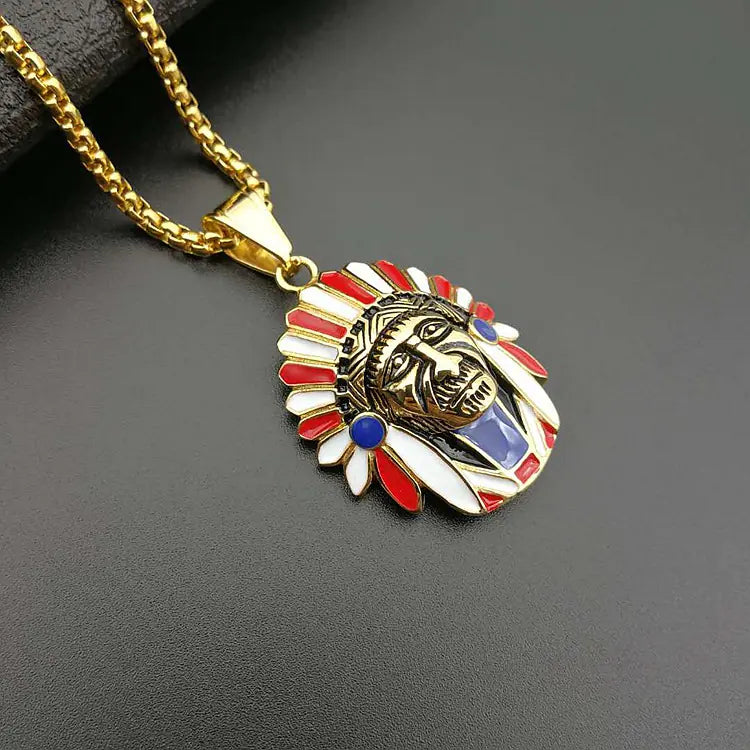Indigenous Chief Pendant Necklace