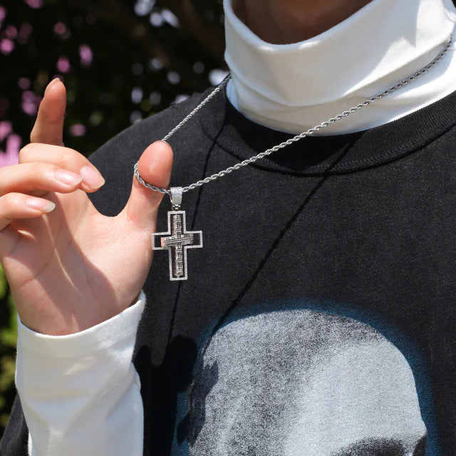 Rotating Double-Sided Cross Pendant Necklace