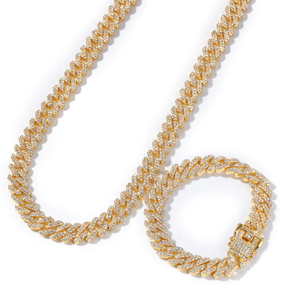 Gold-Plated Diamond Cuban Link Hip Hop Necklace