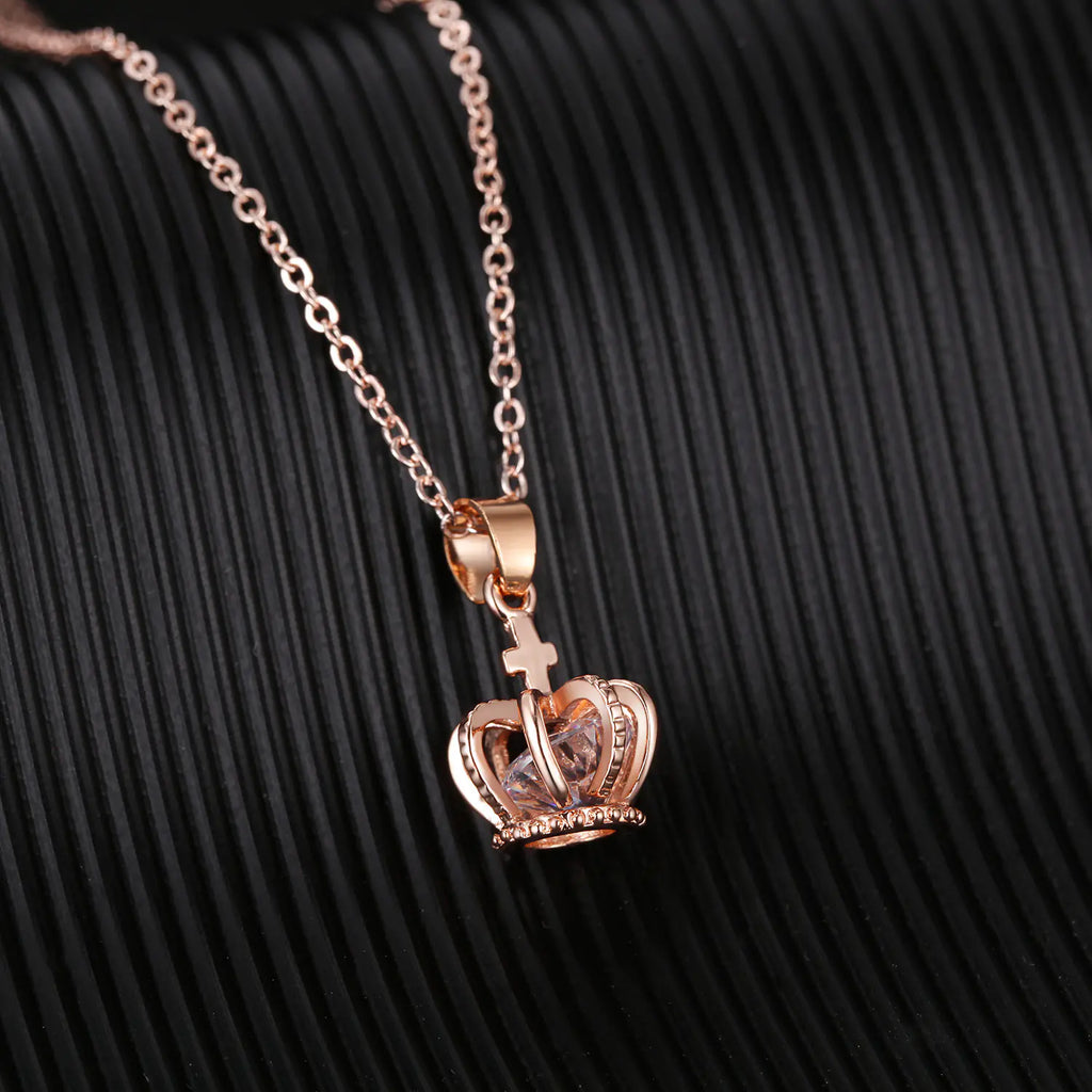 Zircon Crown Jewelry Set with Earrings and Pendant