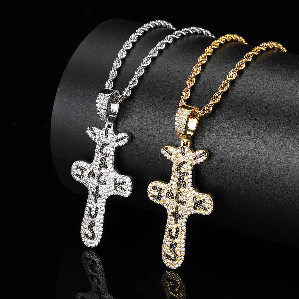 Cactus Jack Zircon Pendant Cross Necklace