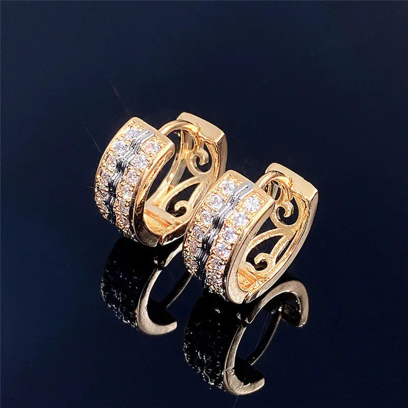 Intricate Huggie Zicron Diamond Earrings