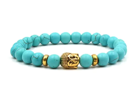 Buddha Head Stone Bracelet with Turquoise