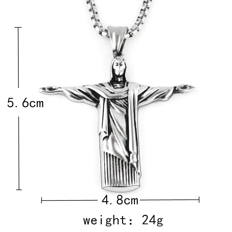 Retro Rio Jesus Pendant Necklace for Men (Hip Hop Style)