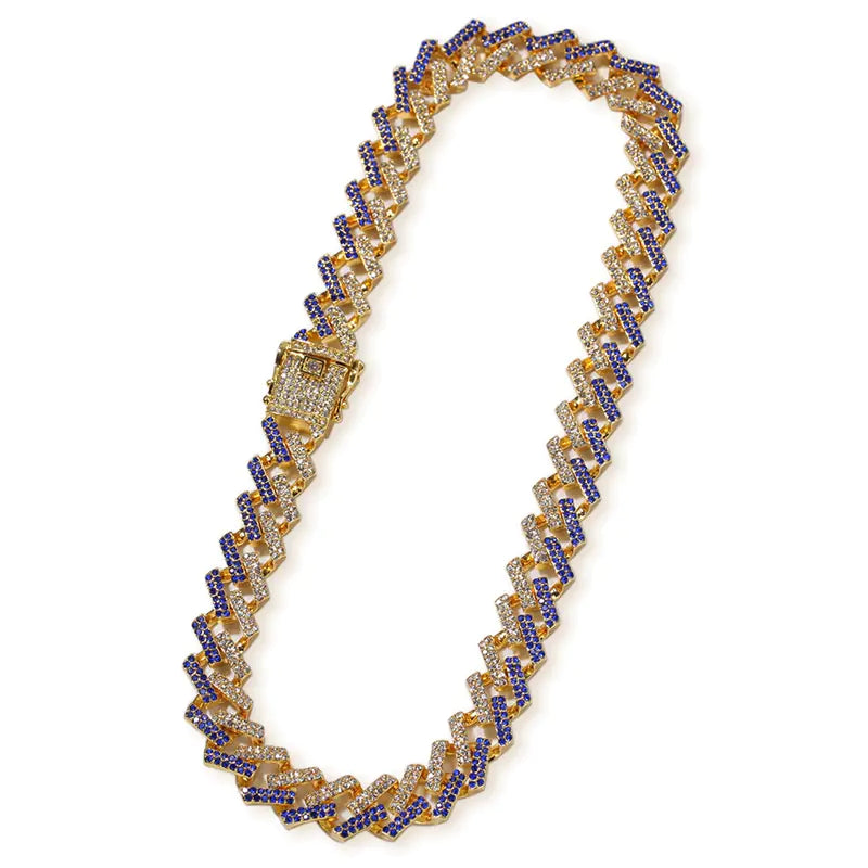15mm Cuban Link Chain with Diamond Design for Hip-Hop