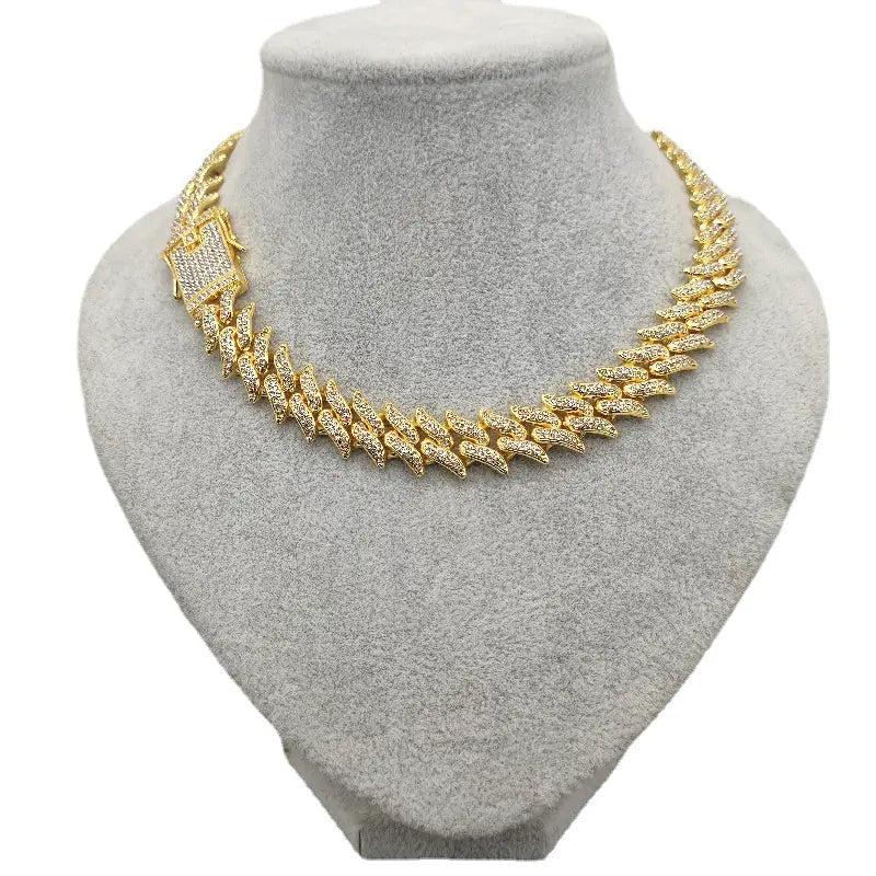 Alloy Dragon Tooth 16mm Cuban Link Hip Hop Necklace