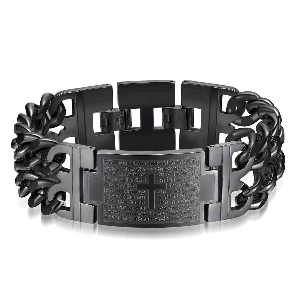 Men's Cross Double Row Cuban Bracelet