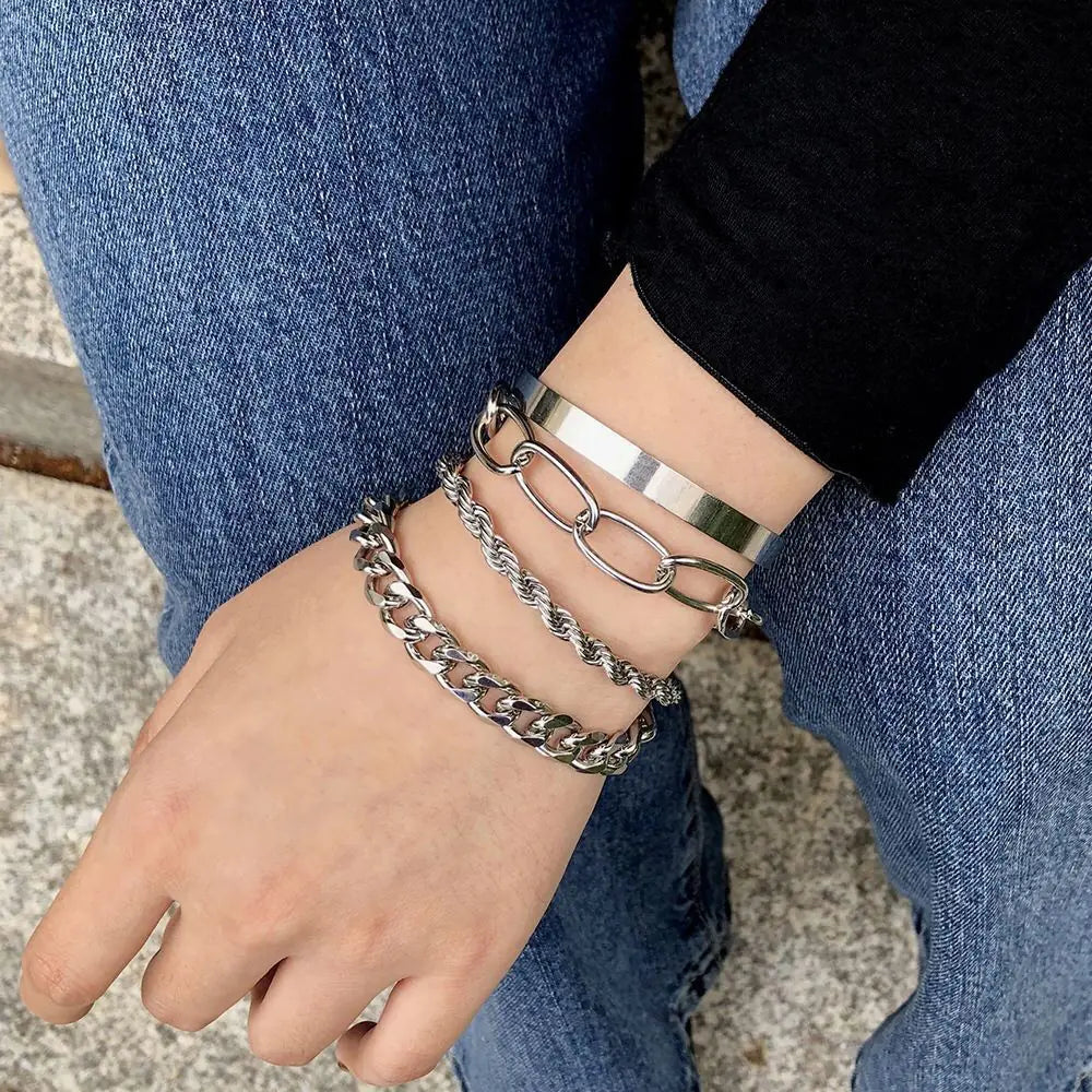 Exaggerated Alloy Thick Hip-Hop Chain Bracelet for Women