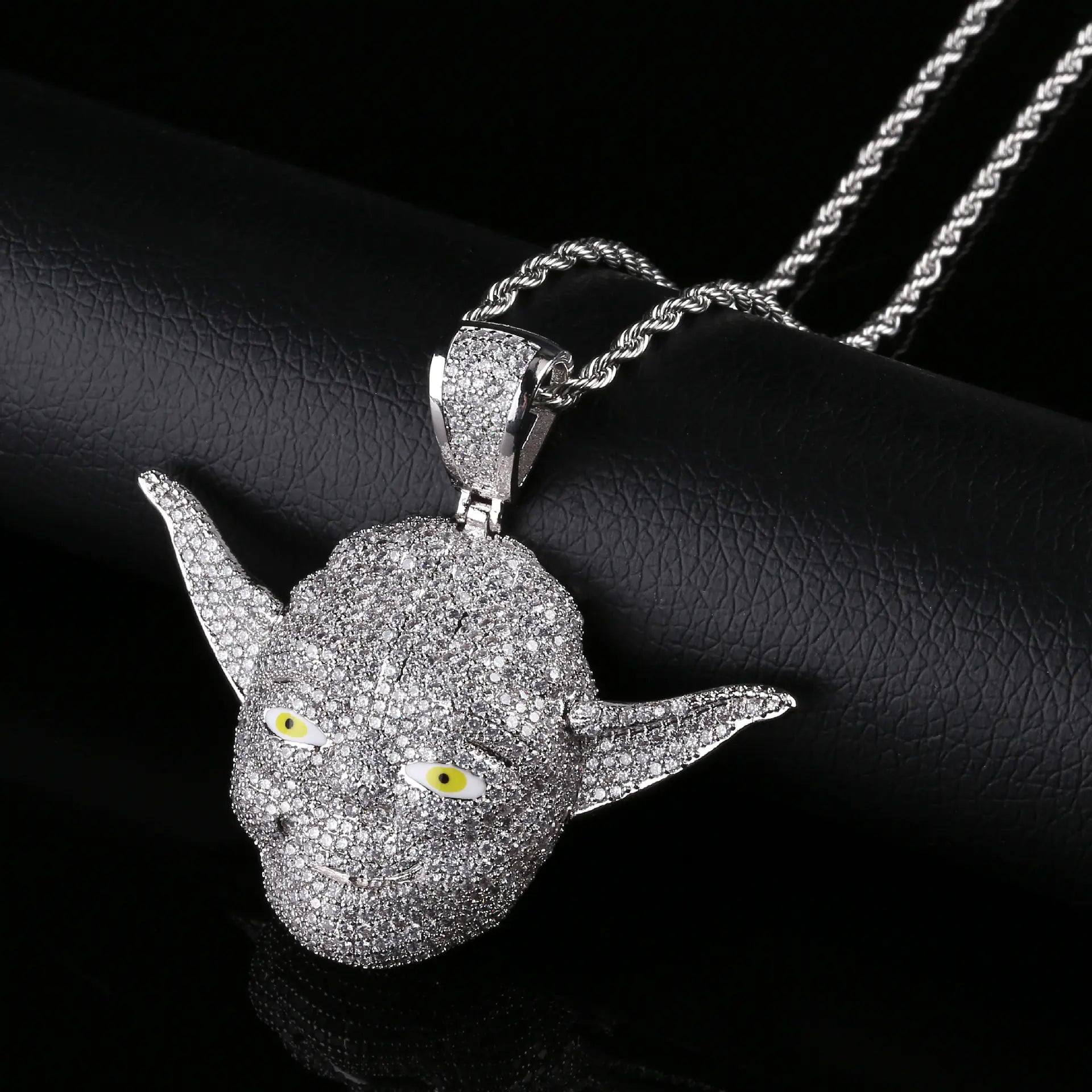 Hip Hop Yoda Master Pendant Necklace with Zirconia